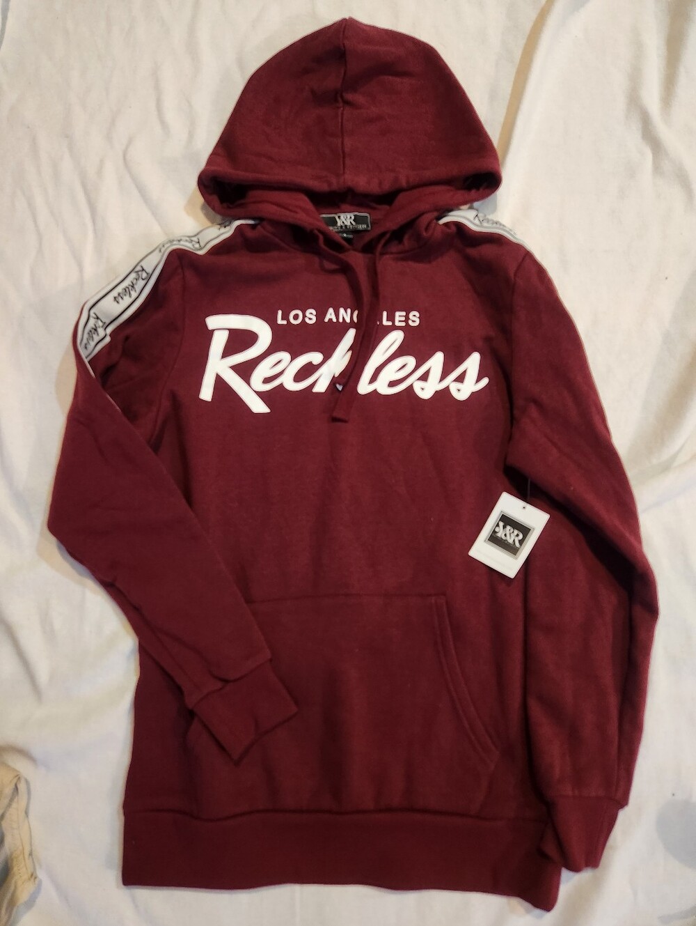 Young & Reckless Los Angeles Reckless Burgundy Hoodie NWT Flawed